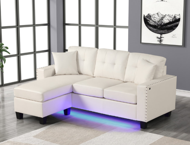 MESSI GREY REVERSIBLE SECTIONAL WITH LED LIGHTS USB PORT Serra