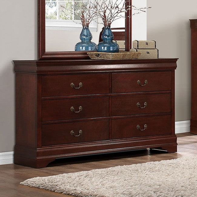 Louis Philippe - Queen Bed & 1 Nightstand & Dresser & Mirror & Chest -  Cherry Quick Shipping Available at Unique Piece Furniture Dallas & Acworth  Locations . Shop Online.