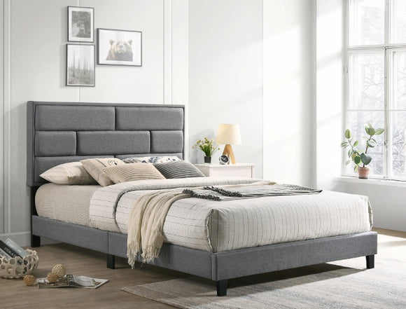 5137GY FLANNERY QUEEN / KING SIZE PLATFORM BED - GREY