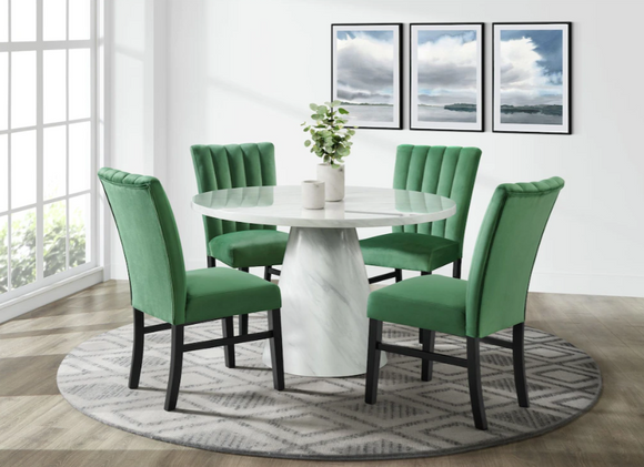 BELLINI MARBLE ROUND DINING SET TABLE & 4 CHAIRS