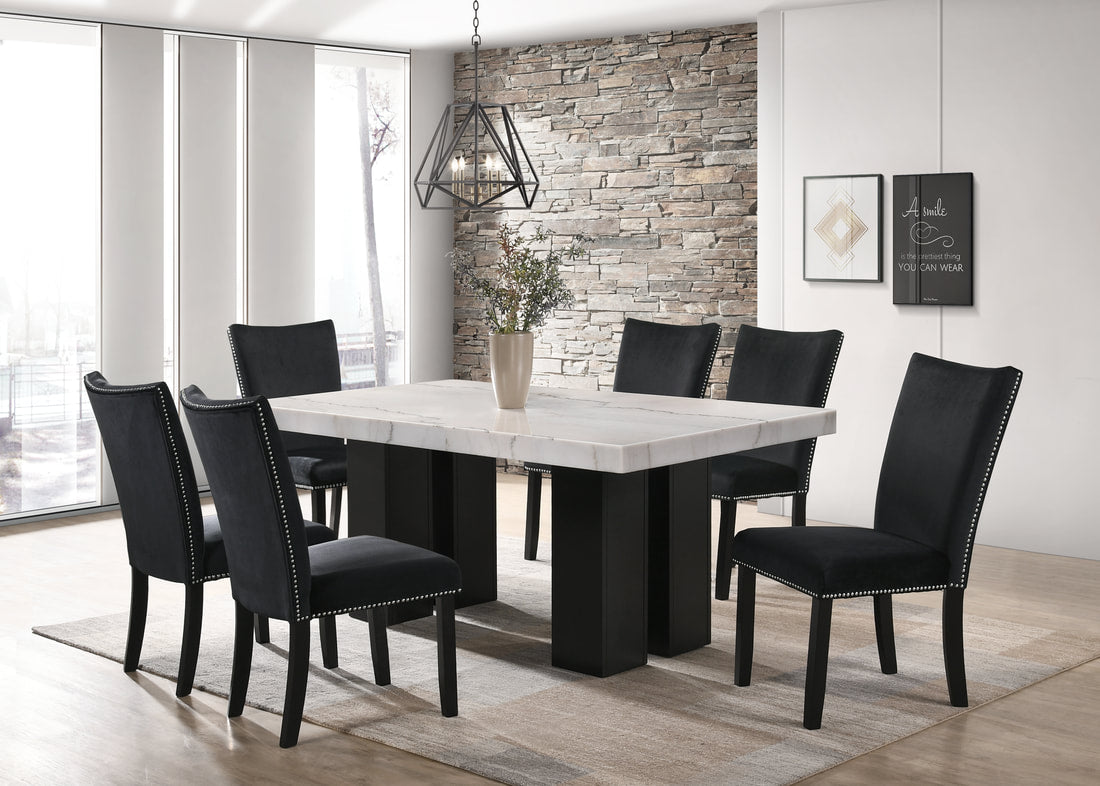 FINLAND BLACK (GENUINE MARBLE) TABLE & 6 CHAIRS DINING SET – Serra