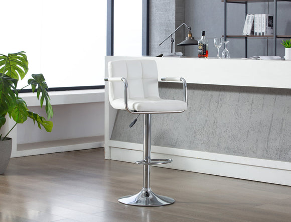 HHC2494 WHITE ADJUSTABLE BARSTOOL WITH ARMS