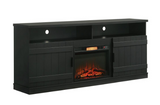 HAYWARD 75 INCH TV STAND WITH ELECTRIC FIREPLACE - BLACK