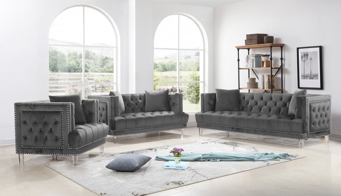 LUCAS SOFA & LOVESEAT LIVING ROOM SET - BLACK – Serra Furniture