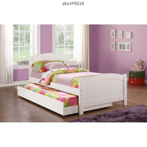 F9218 - TWIN BED+TRUNDLE W/ SLATS WHITE