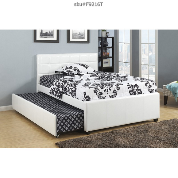 F9216T - TWIN BED+TWIN TRUNDLE W/ SLATS WHITE
