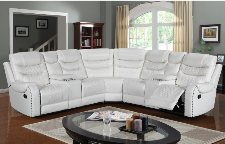 MARTIN61 WHITE RECLINING SECTIONAL LIVING ROOM SET – Serra Furniture