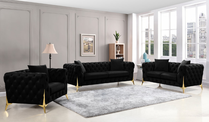 STAR SOFA LOVESEAT LIVING ROOM SET BLACK