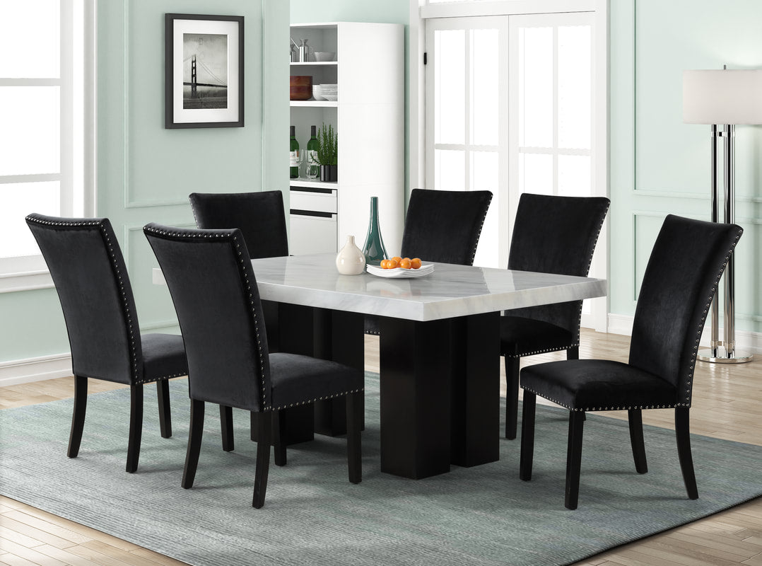 INGATORP / BERGMUND table and 4 chairs, black/Kvillsfors dark blue/blue,  431/4/61 - IKEA
