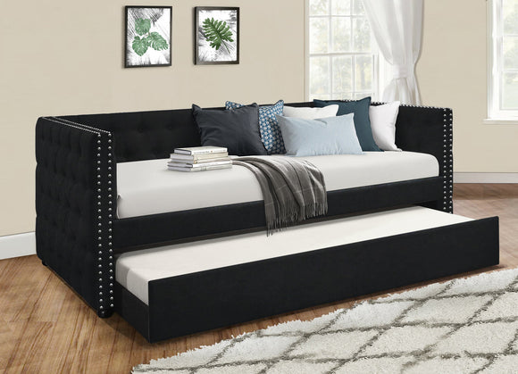 COURAGE VELVET DAYBED WITH TRUNDLE - BLACK