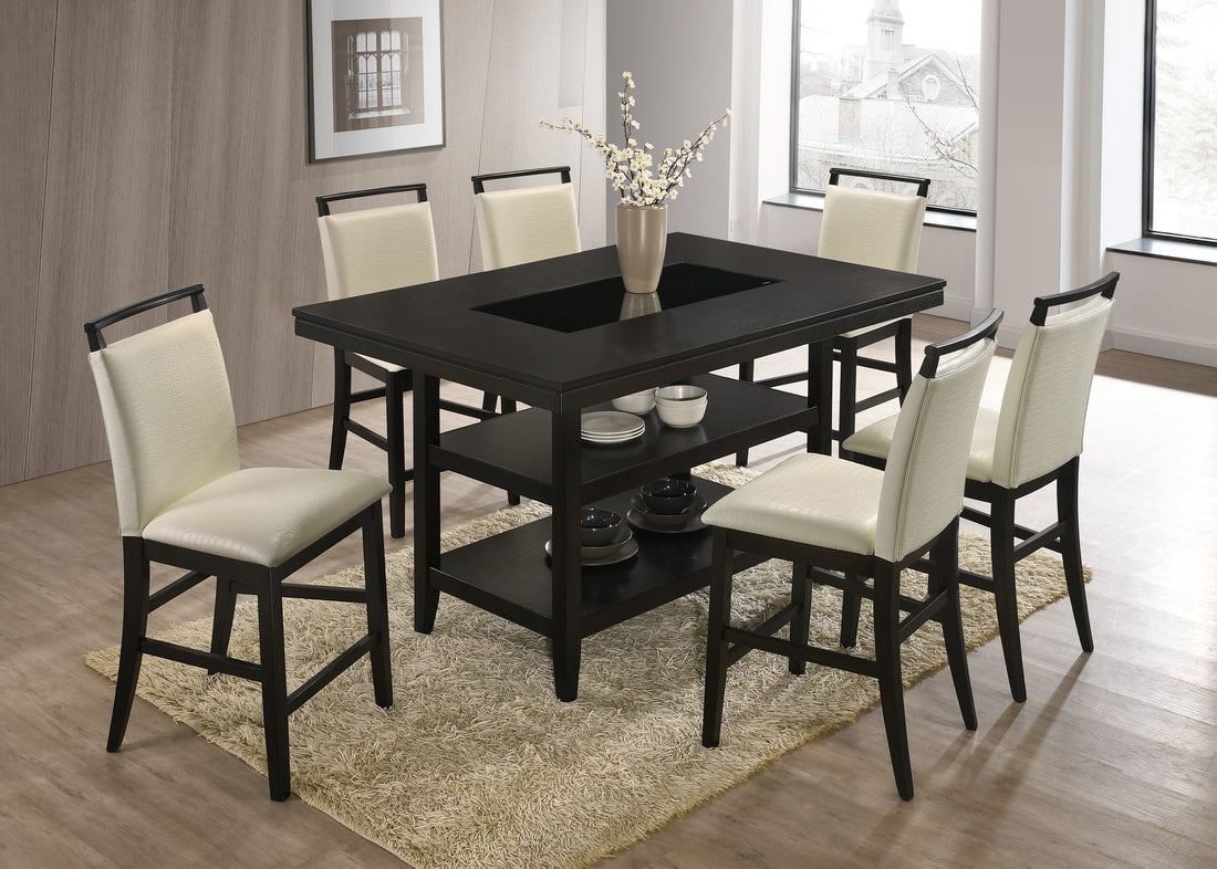 TOMMY WHITE COUNTER HEIGHT DINING TABLE CHAIRS – Serra Furniture