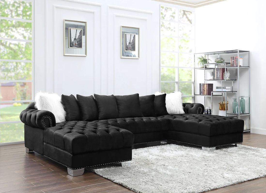 KIM BLACK SECTIONAL LIVING ROOM SET Serra Furniture