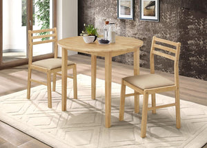 BUCKNELL 3-PIECE ROUND DROP LEAF DINING TABLE SET NATURAL - 130006