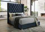 B9840 CAMA BEVERLY TERCIOPELO MARINO TELA - AZUL