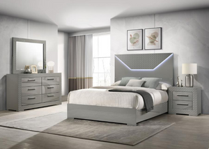 IVES 4-PIECE BEDROOM SET GREY HIGH GLOSS