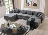 JESS - VELVET DOUBLE CHAISE SECTIONAL LIVING ROOM SET - IVORY