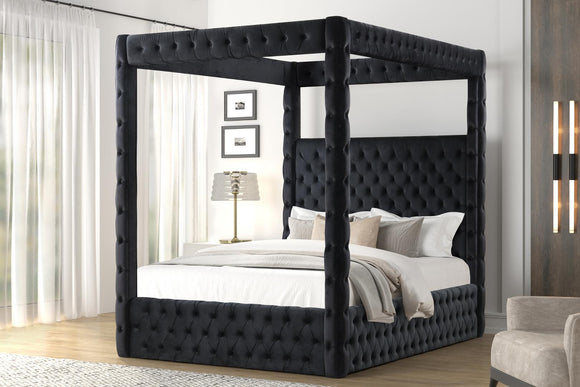 B8013 MANSION CANOPY KING / QUEEN SIZE  BED - BLACK