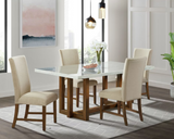 MORRIS MARBLE TOP DINING TABLE & 6 CHAIRS SET - NATURAL