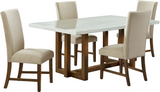 MORRIS MARBLE TOP DINING TABLE & 6 CHAIRS SET - ESPRESSO