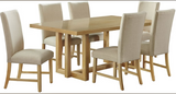 MORRIS WOODEN TOP DINING TABLE & 6 CHAIRS SET - NATURAL