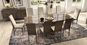 MEDEA DINING COLLECTION WITH EXTENDABLE LARGE TABLE & LEATHER CHAIRS
