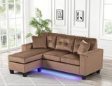 MESSI GREY REVERSIBLE SECTIONAL WITH LED LIGHTS & USB PORT