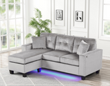MESSI BROWN REVERSIBLE SECTIONAL WITH LED LIGHTS & USB PORT