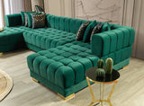 ARIANA - SECCIONAL DOBLE CHAISE TERCIOPELO - VERDE