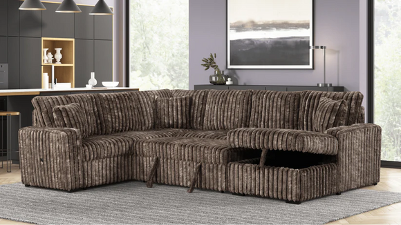 S3675 RAHA II SLEEPER SECTIONAL  LIVING ROOM SET - BROWN