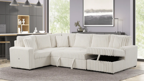 S3675 RAHA II SLEEPER SECTIONAL  LIVING ROOM SET - WHITE