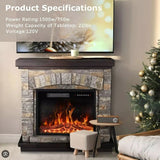 WALEAF 36 INCH FREESTANDING STONE FIREPLACE HEATER TV STAND WITH REMOTE CONTROL