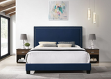 ERICA BLUE QUEEN PLATFORM BED WITH 2 NIGHTSTANDS