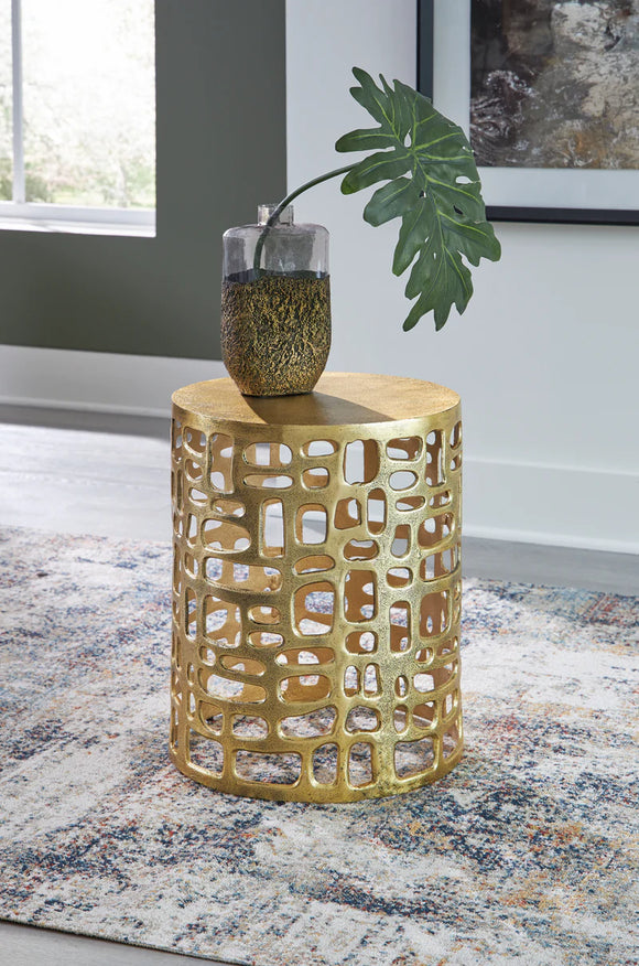 ASHLEY GRACYLEE GOLD FINISH ACCENT TABLE