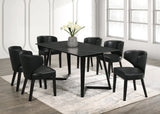 HAMILTON ONYX PU BLACK DINING TABLE + 6 CHAIR SET