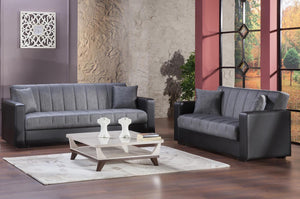 JUEGO DE SALA LUPINO SOFÁ Y LOVESEAT TERCIOPELO - NEGRO