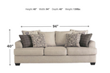 ASHLEY - VELLETRI PEWTER SOFA & LOVESEAT LIVING ROOM SET