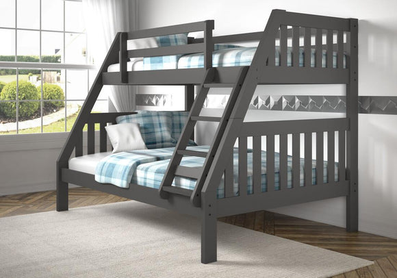 1018 - TWIN OVER FULL GREY BUNK BED