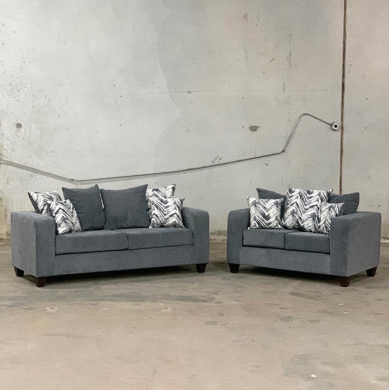 110 - CHARCOAL SOFA & LOVESEAT SET – Serra Furniture 110 - CHARCOAL SOFA & LOVESEAT SET – Serra Furniture