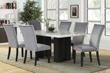 1220 - MARBLE TOP TABLE & 6 CHAIRS DINING SET - GRAY