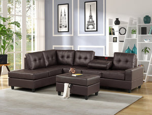 1HEIGHTS REVERSIBLE SECTIONAL + STORAGE OTTOMAN SET - ESPRESSO