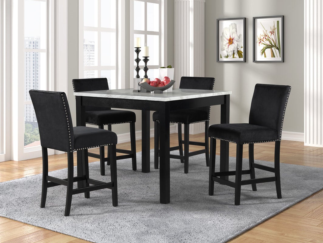 DIOR BLUE PUB TABLE CHAIRS DINING SET – Serra Furniture