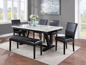 2222WH-6P TANNER MARBLE DINING SET WITH BENCH