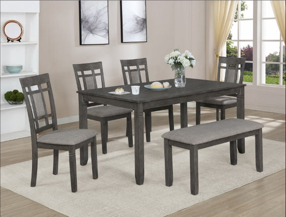 2325SET-GY PAIGE 6-PC DINING SET WITH BENCH