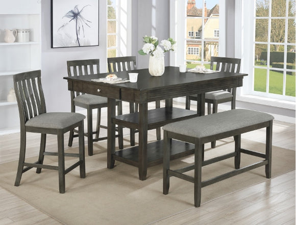 2715GY-6P NINA COUNTER HEIGHT DINING SET WITH BENCH
