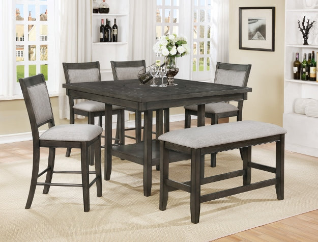 2727WH 6P FULTON WHITE COUNTER HEIGHT DINING SET Serra Furniture