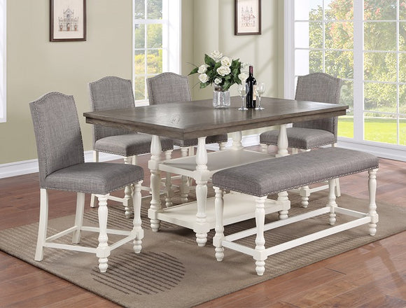 2766CG-6P LANGLEY COUNTER HEIGHT DINING SET WITH BENCH