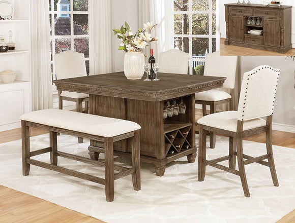 2772-6P REGENT COUNTER HEIGHT DINING SET WITH BENCH