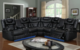 ALEXA2023 BLACK RECLINING SECTIONAL LIVING ROOM SET WITH LED LIGHTS