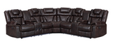 ALEXA2023 BROWN RECLINING SECTIONAL LIVING ROOM SET WITH LED LIGHTS