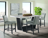 BECKLEY MARBLE COUNTER HEIGHT DINING SET TABLE & 6 CHAIRS